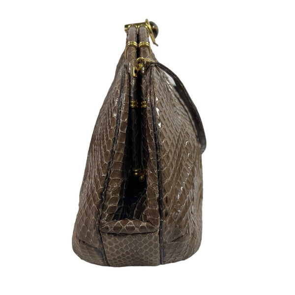 Judith Leiber Women's Brown Snake Skin & Wristlet Combo crossbody Bag Sz M