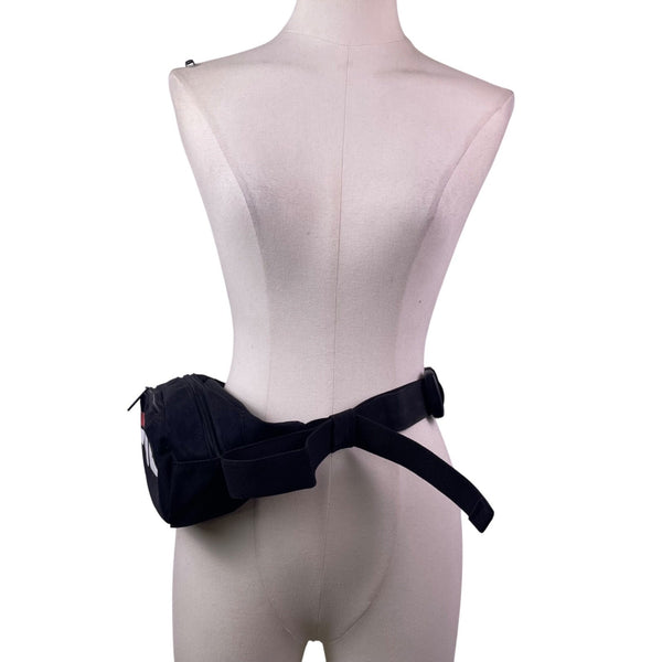 Fila Unisex Black Canvas Adjustable Strap Logo Waist Belt Bag