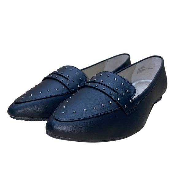 Rialto Women’s Black Smooth Studded Slip-On Size Sangria Loafer 11M