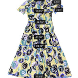 Jason Wu Womens Yellow & Multicolor Midi Dress Tie-Dye Print Short Sleeve Sz 8