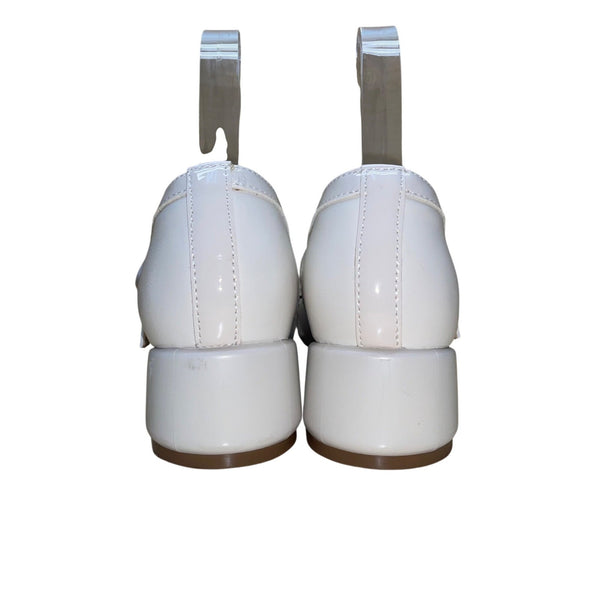 Dusto Women's Ivory White Faux Leather Mary Jane Block Heel Dress Shoes Size 7.5