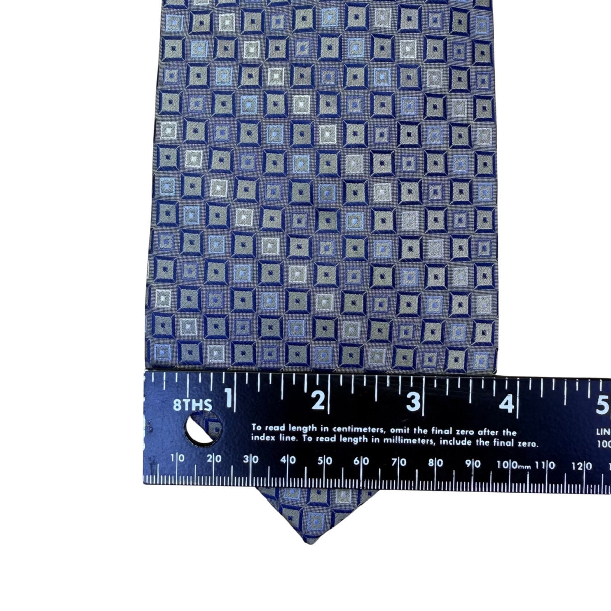 Joseph & Feiss Mens Blue Silk Geometric Pattern Handmade Tie