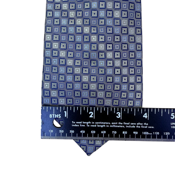 Joseph & Feiss Mens Blue Silk Geometric Pattern Handmade Tie