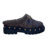 Circus By Sam Edelman Women’s Brown & Blue Faux Wool Cozy Studded Mule Clogs Siz