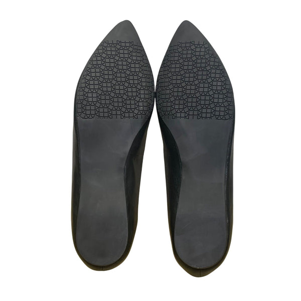 Audrey Brooke Women’s Black Leather Cici Taper Toe Flat Shoes Size 8M