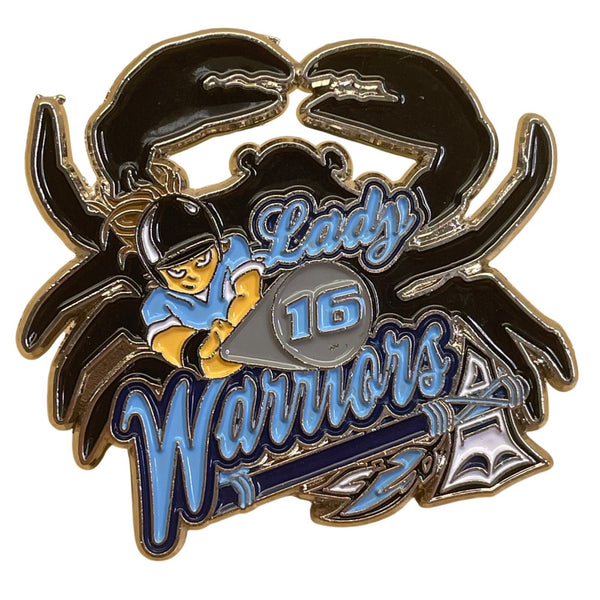 Lady Warriors Softball Crab Design Enamel Lapel Pin