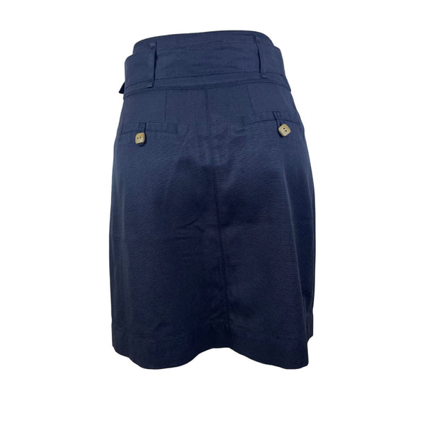 Women’s Grey Cotton High Waist Belted Skirt With Buttons