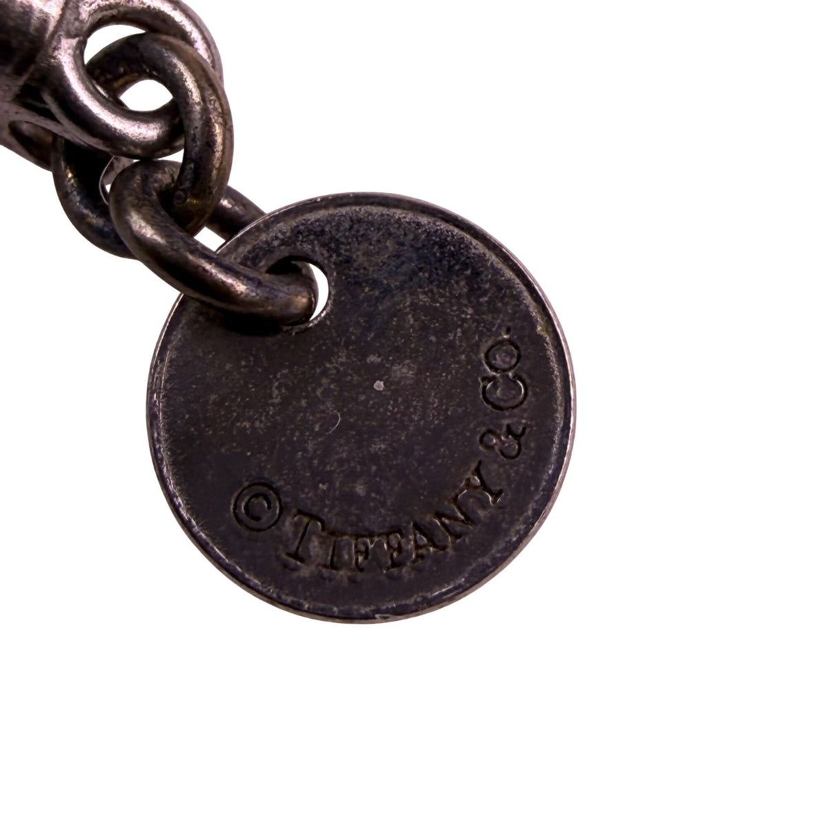 Tiffany & Co. Unisex Sterling Silver Round Pendant Black Cord Necklace