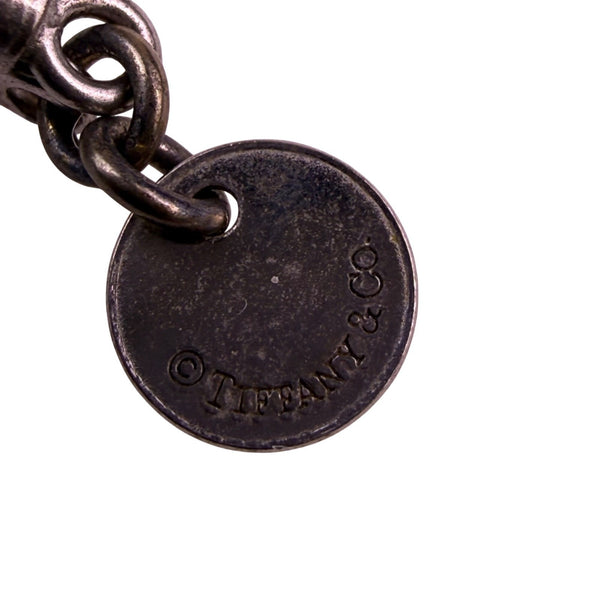 Tiffany & Co. Unisex Sterling Silver Round Pendant Black Cord Necklace