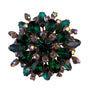 Vintage Gold Tone Women’s Rhinestone Brooch Green & Aurora Borealis