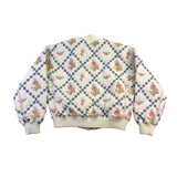 Blanknyc Womens White Quilted Floral Bomber Jacket 100% Cotton Embroidered Sz S