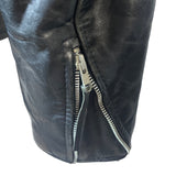 Vintage First Genine Leather Black Motorcycle Jacket With Zipper & Snap Details