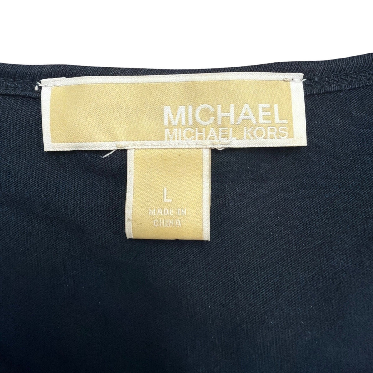 Michael Kors Womens Navy Sequin Striped Cotton & Modal Long Sleeve Top Size L