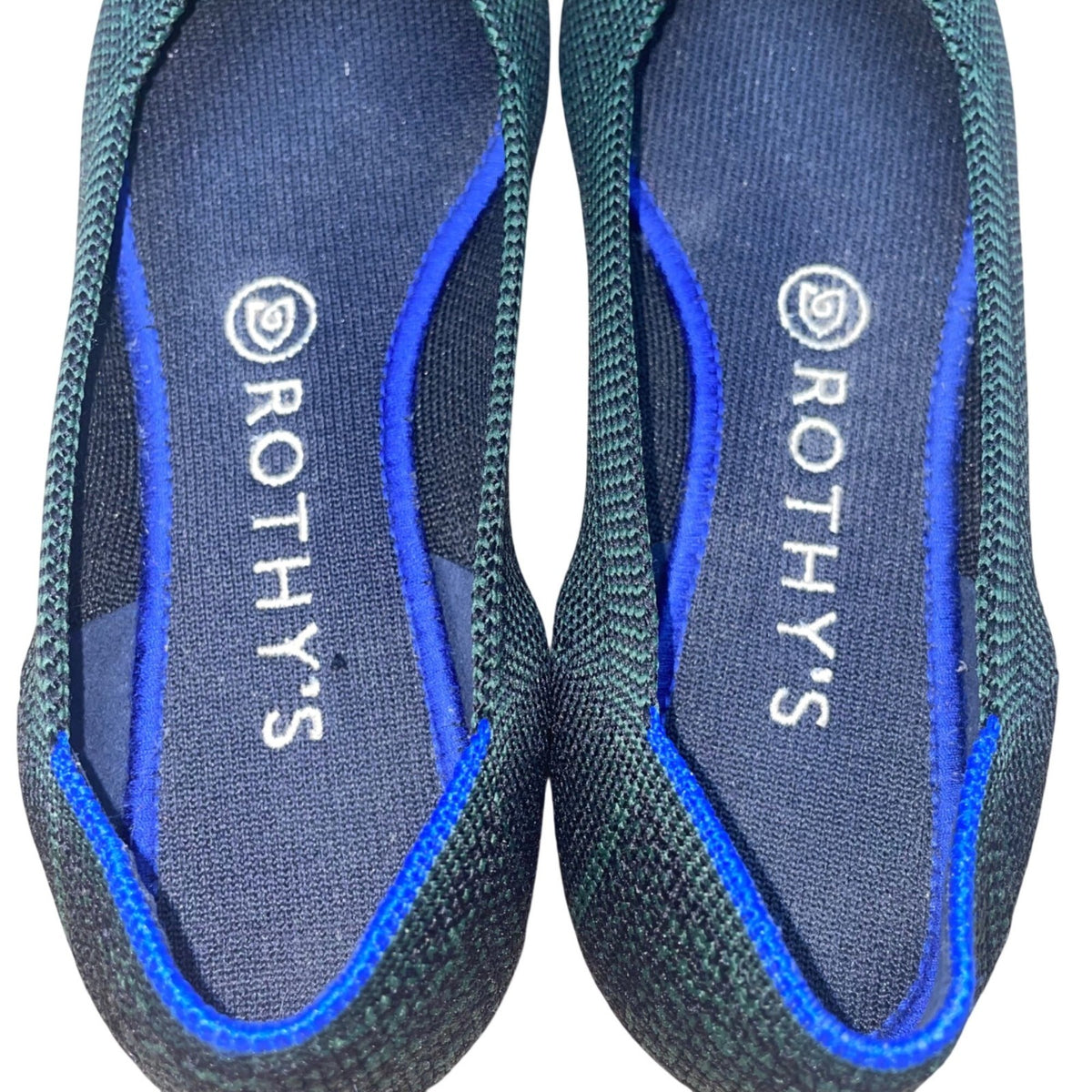 Rothys Women’s Green Blue Knit Pointed Toe Ballet Flats Size 5.5