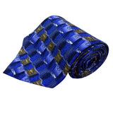 J. Garcia Mens Blue 100% Silk Geometric Pattern Necktie