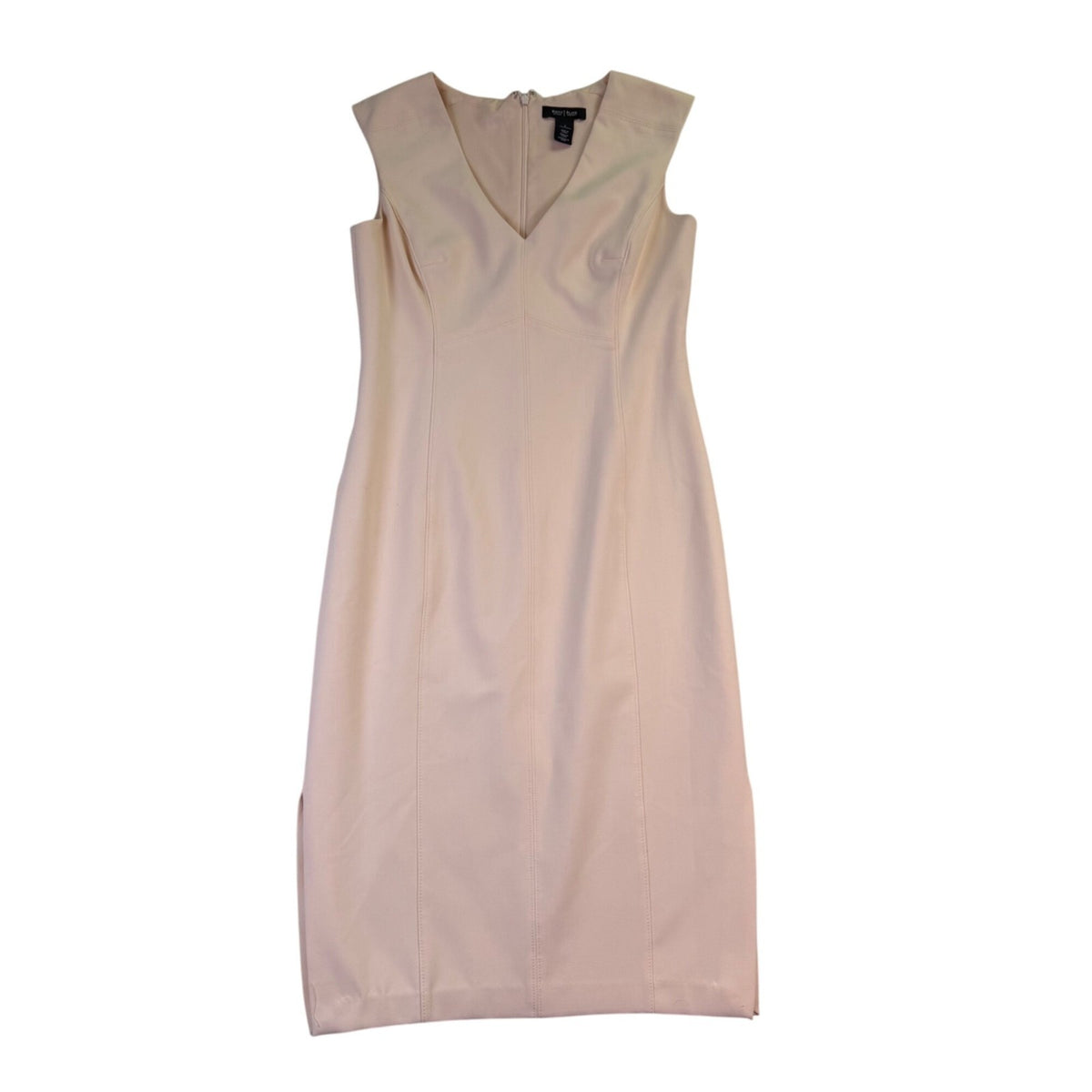 White House Black Market Womens Beige Polyester Blend Sleeveless Sheath Dress Si