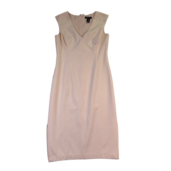 White House Black Market Womens Beige Polyester Blend Sleeveless Sheath Dress Si