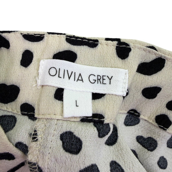 Olivia Grey Womens Black/Beige Animal Print Asymmetric Midi Skirt Sz L