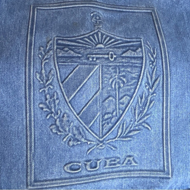 Little Havana Women's Blue Cuban Coat Of Arms Fold Over Messenger Bag - NWT