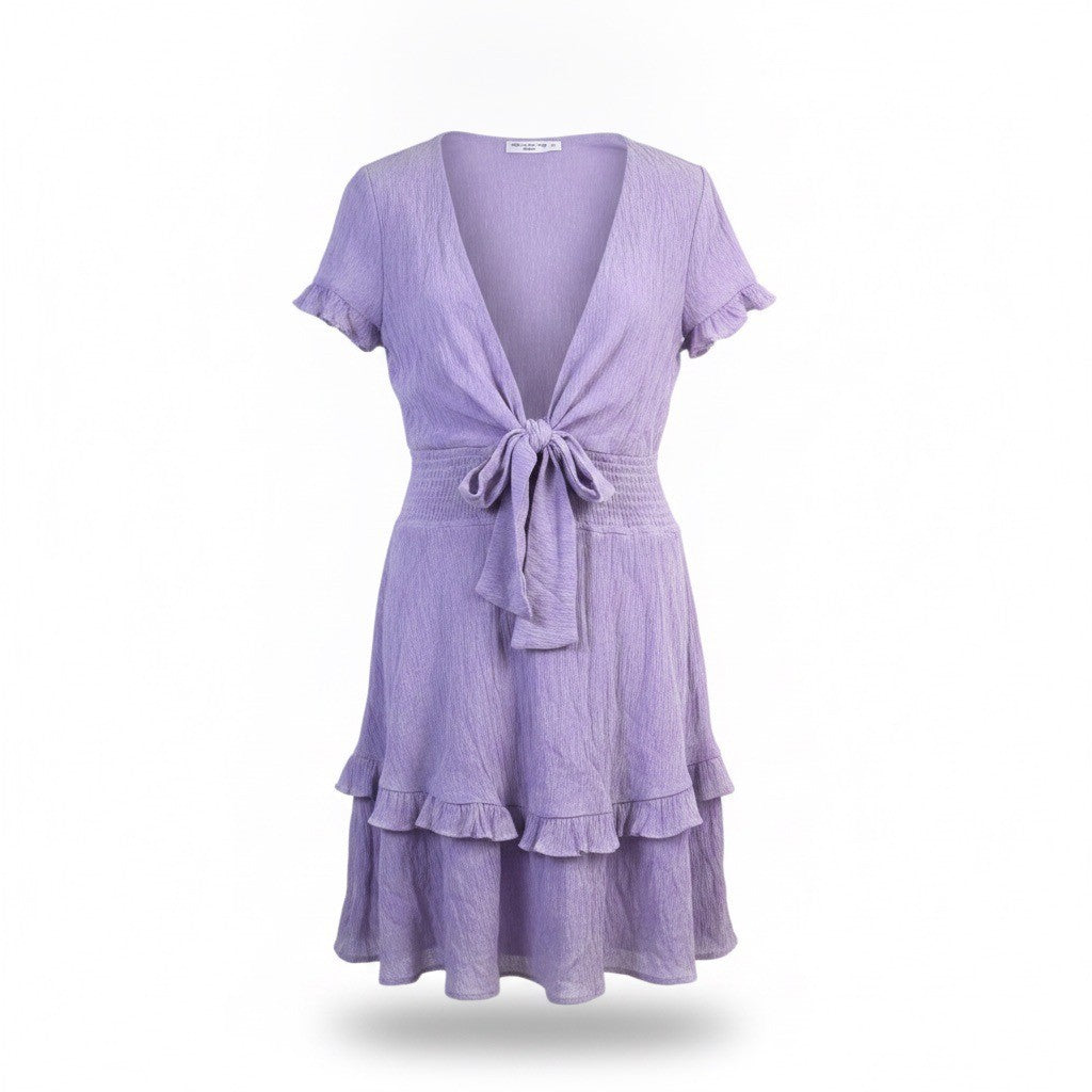 One And Only Women Lilac Ruffle Tie Front Dress Size L
