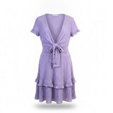 One And Only Women Lilac Ruffle Tie Front Dress Size L