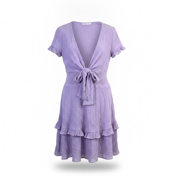 One And Only Women Lilac Ruffle Tie Front Dress Size L