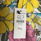 Talbots Petite Womens White Floral Button Front Long Sleeve Shirt Size PXL
