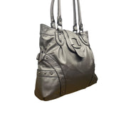 Apt. 9 Women’s Silver Faux Leather Top Strap Snap Closure Double Handle Tote Bag
