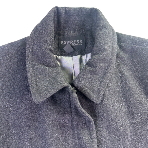 Express Womens Gray Zip-Up Coat Fully Lined Slim Fit Classic Size 9/10