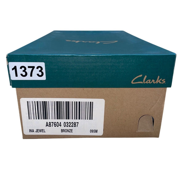 Clarks Women’s Bronze Leather Adhesive Strap Jewel Slingback Sandals Size 9.5M
