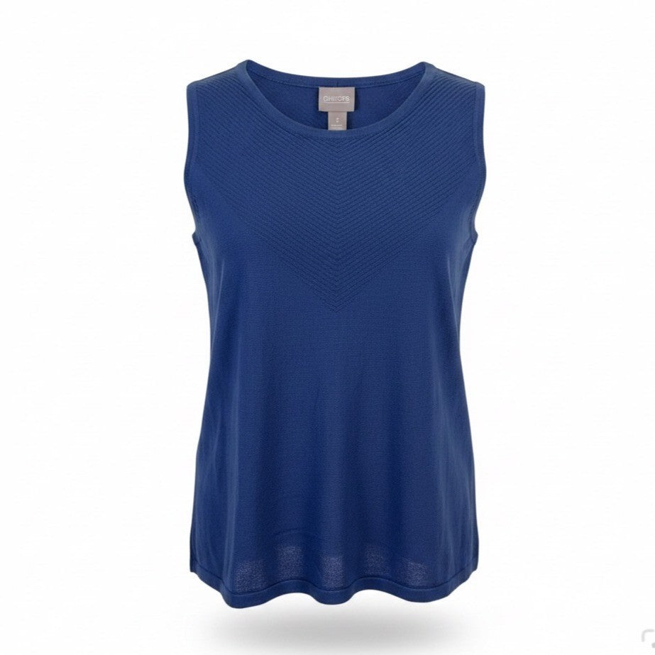 Chicos Womens Indigo Sleeveless Lightweight Casual Tank Top Size 2
