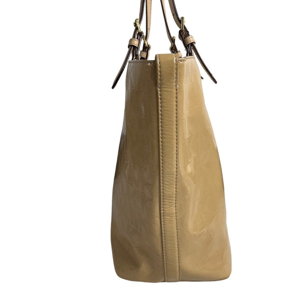 Michael Kors Women's Beige Logo Pattern Satchel Handbag Sz L