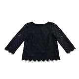 RSVP By Talbots Womens Black Honeycomb Lace 3/4 Sleeve Blouse Size P