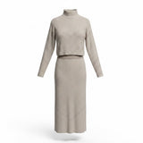 Rachel Zoe Womens Beige Striped Turtleneck Sweater & Maxi Skirt Set S
