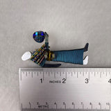 Liztech Gold Tone & Teal Figure Brooch Unique Wire Wrapped Beads Crystals