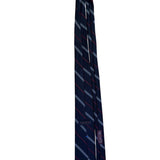 Y Saint Laurent Mens Navy Silk Tie Striped Pattern Red & White Accents
