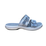 Clarks Women’s Silver Cushion Soft Cloudsteppers Breeze Maye Sandals Size 7