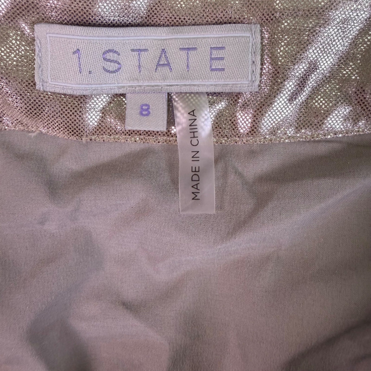 State Womens Silver Metallic Pleated Midi Skirt Size 8