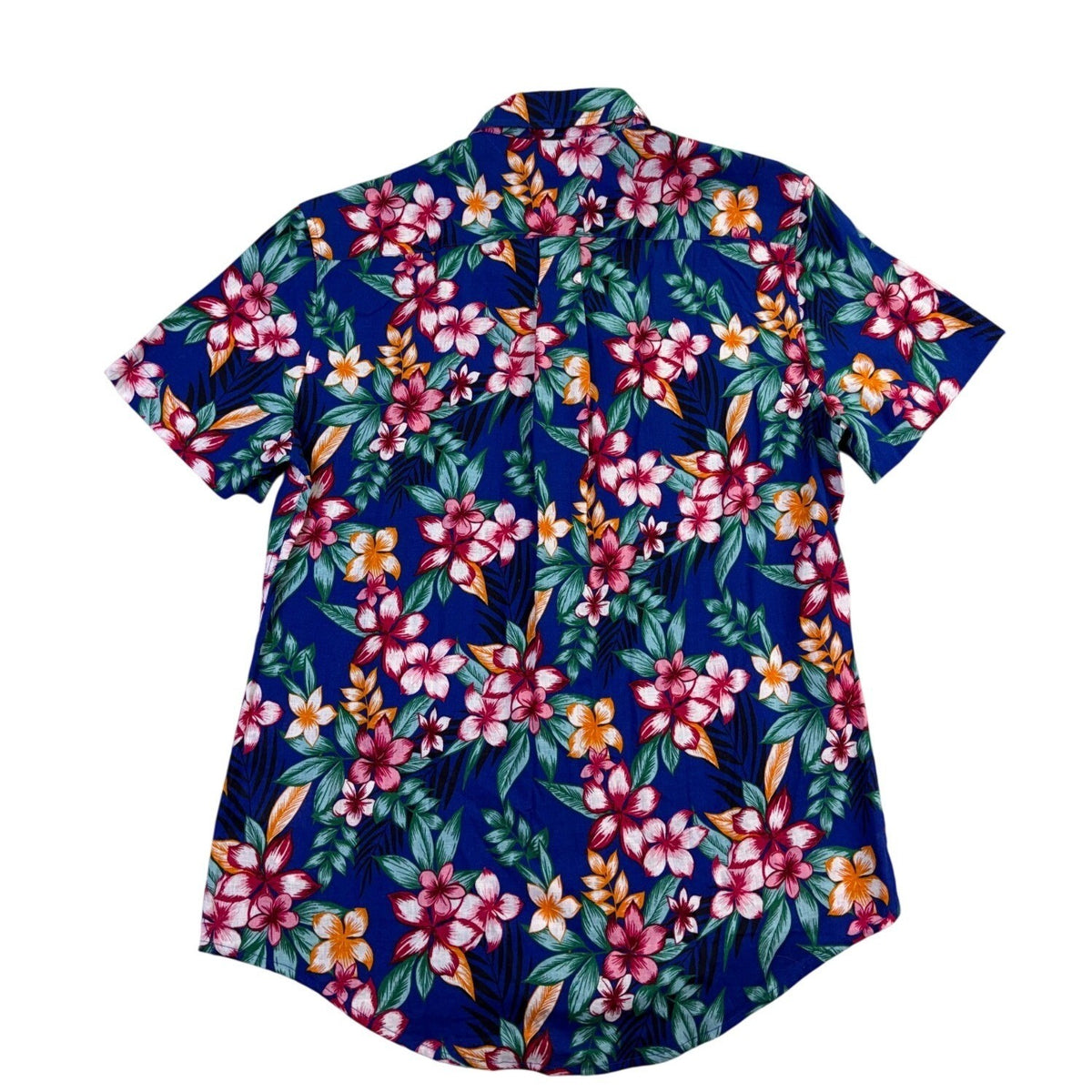Tommy Hilfiger Mens Blue Linen & Cotton Hawaiian Floral Button-Up Shirt Size M