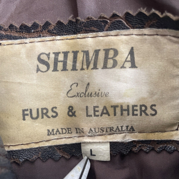 Shimba Womens Brown Exclusive Leather Coat Sz L