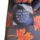 Ben Silver Mens Navy & Red 100% Silk Floral Handmade Tie Autumn Leaf Pattern