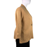 Talbots Womens Camel Nylon Wool Open Front Blazer Jacket With Pockets Size 2X