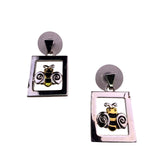 Silver Tone & Gold Tone Womens Bumble Bee Pendant & Earrings Set Signed Bst