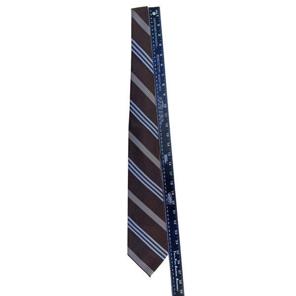 Golden Creation Mens Brown Striped & Polka Dot Tie Classic Design 