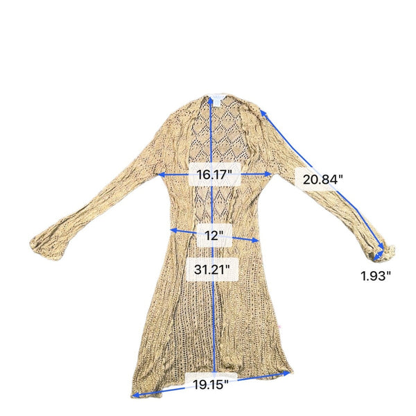 John Paul Richard Womens Gold Long Open Cardigan Lightweight Boho Chic Size S