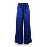 Zara Woman Womens Blue Floral Wide-Leg Pants Drawstring Waist Size M
