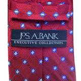 Jos A Bank Mens Red Silk Geometric Tie Executive Collection Blue Pattern