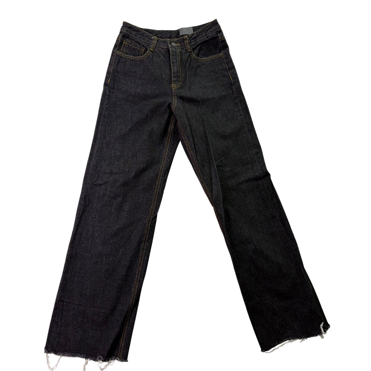 Street Market Womens Black Cotton Straight-Leg Distressed Hem Jeans Size 4