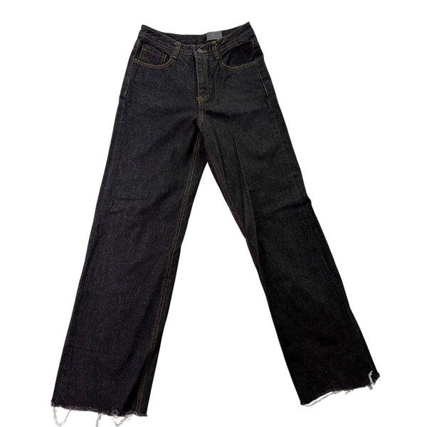 Street Market Womens Black Cotton Straight-Leg Distressed Hem Jeans Size 4