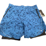 Hind Mens Blue Athletic Shorts Geometric Pattern Elastic Waist Sz L - New